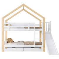 PALANDA 90/200 cm s tobogánem, bezpečnostním zábradlím, schodištěm a úložnými zásuvkami, Bílá - bílá, dřevo (90/200cm) - Redom