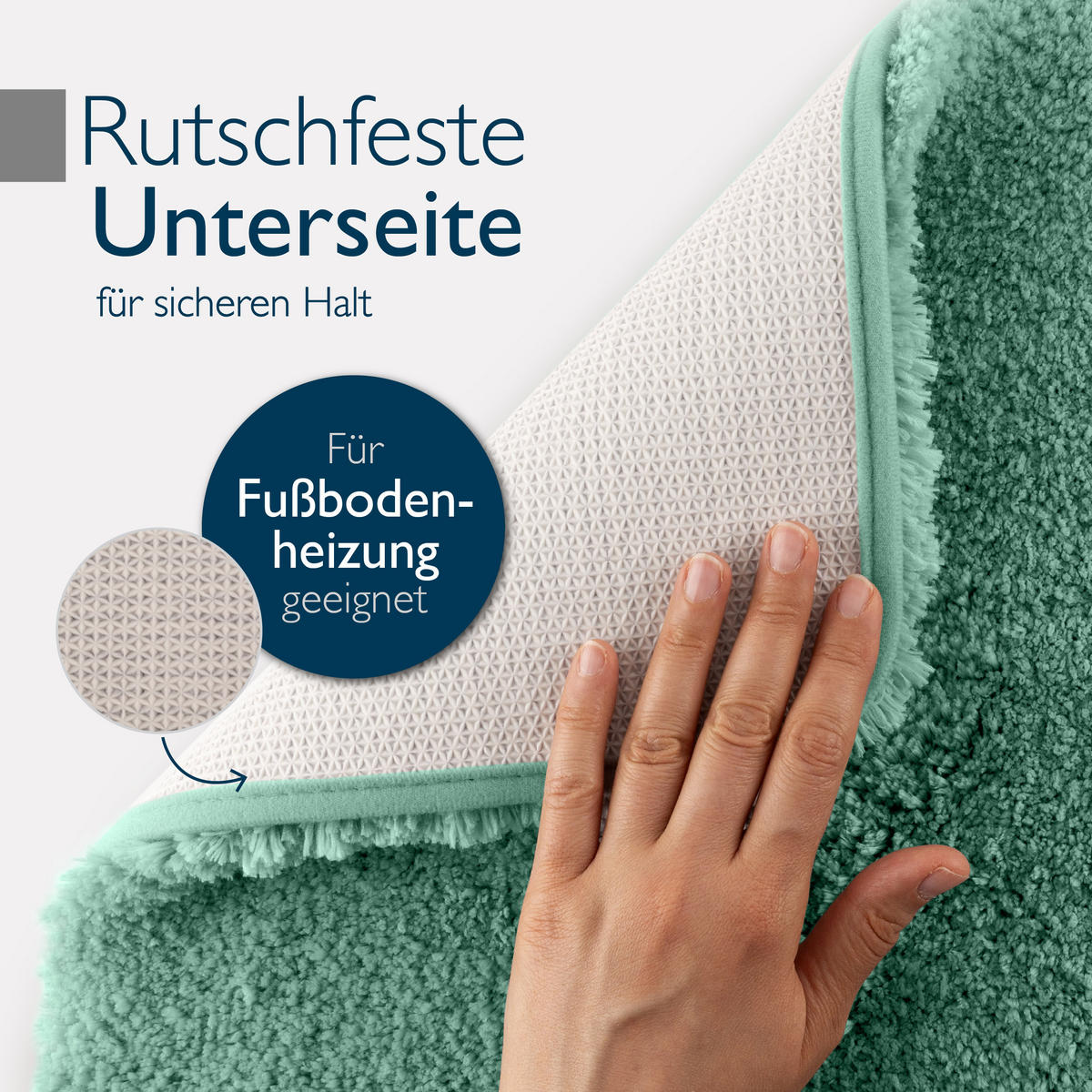 VORLEGER MATTE BeauMare FL 70/120cm Mintgrün - Mintgrün, Textil (70/120cm) - Beautissu 