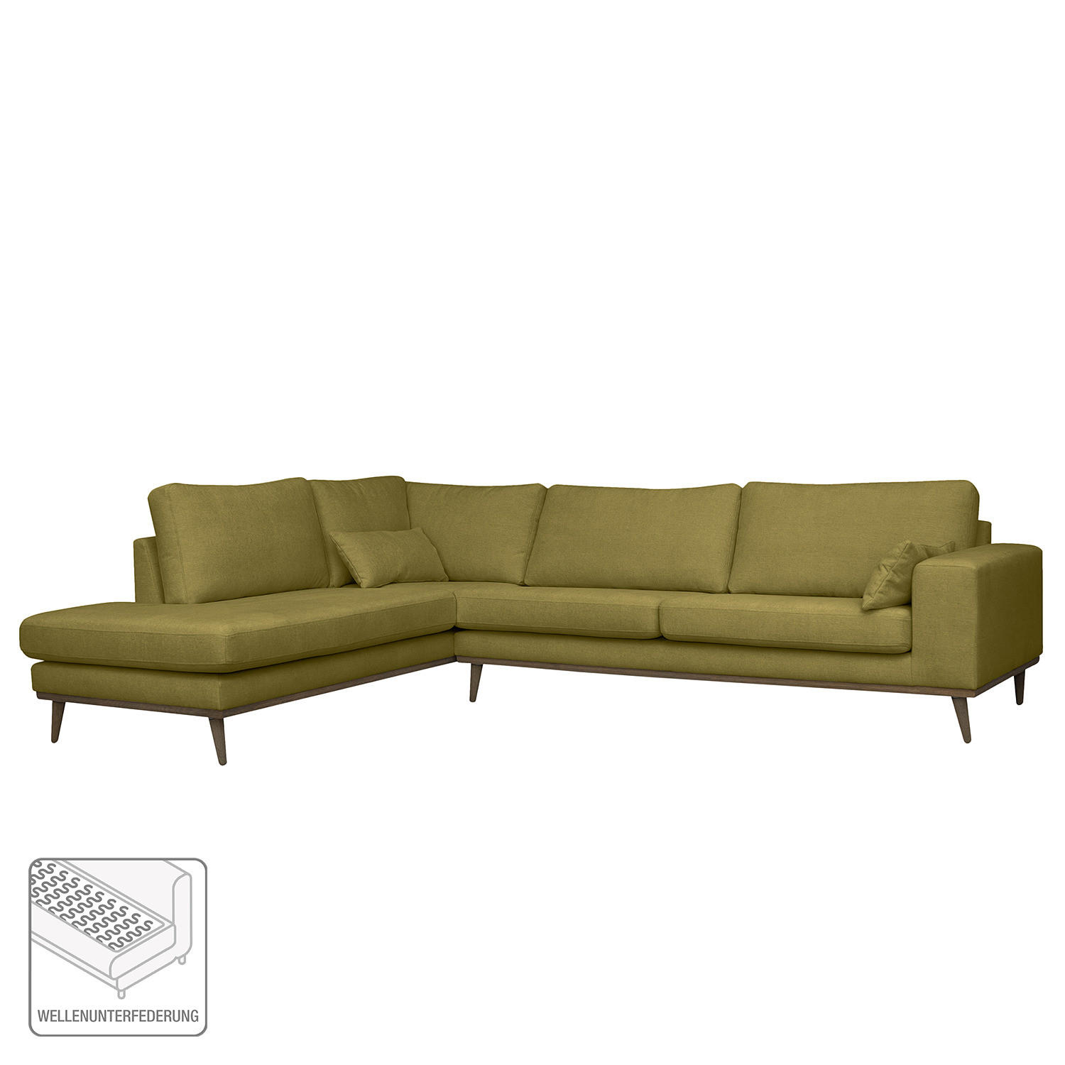 ECKSOFA mit Ottomane - Eichefarben/Olivgrün, Textil (287/219cm) - home24
