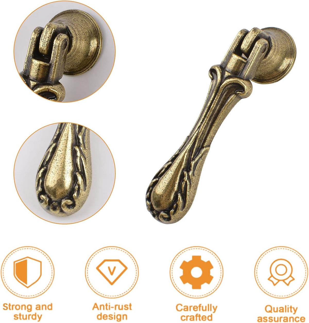 SCHRANKKNOPF Bronze Grün 4er-Set - Orange, Metall (0.17/2/0.71cm)