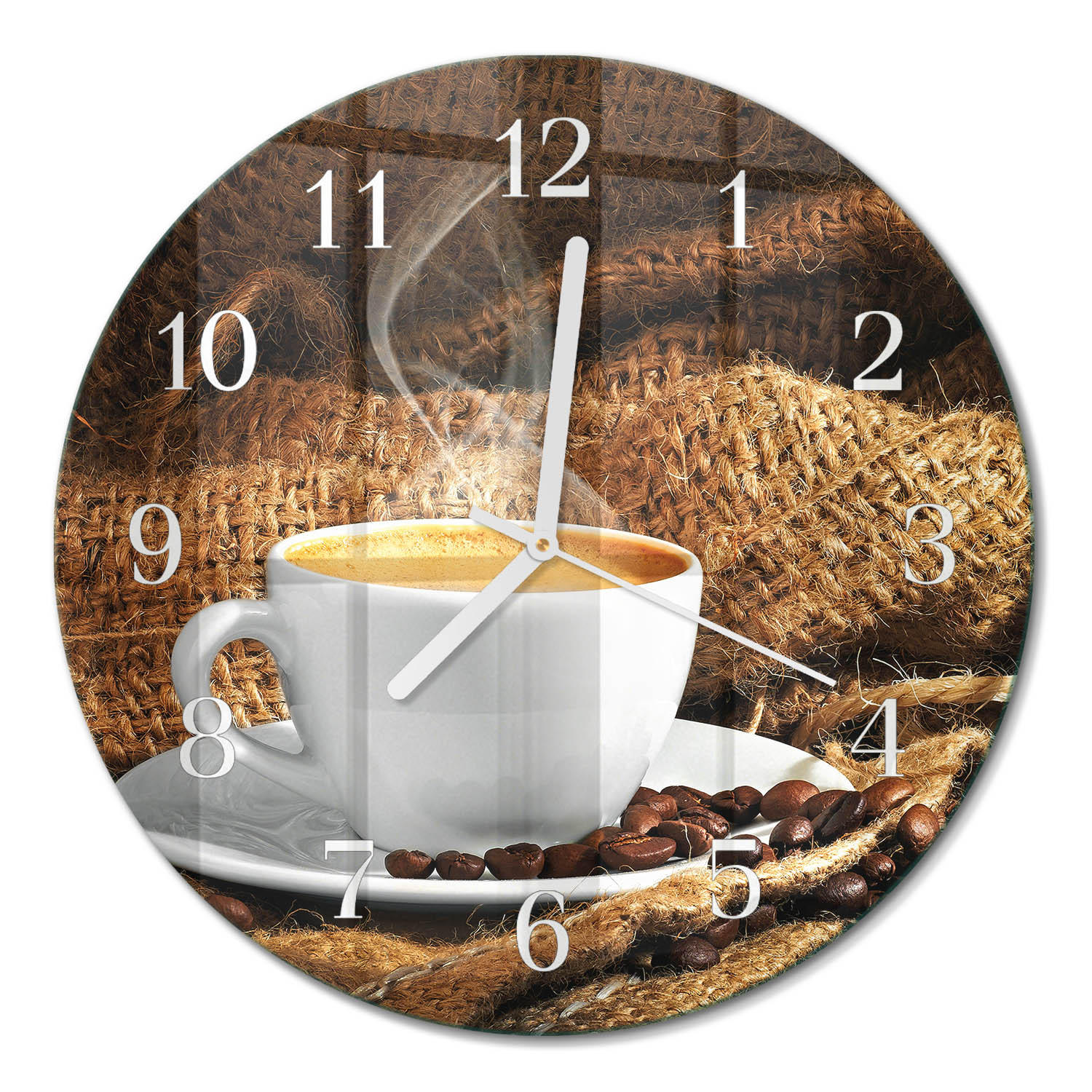 WANDUHR fi30 cm - Kaffeebohnen - Braun, Glas (30/30/0.4cm) - TULUP