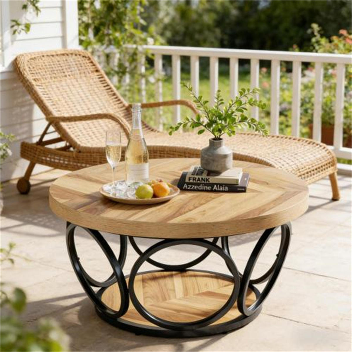 COUCHTISCH rund mit 2 Ebenen, Holz/Metall Braun, 80x80x43 cm - Braun, Holzwerkstoff (80/80/43cm) - Blomus