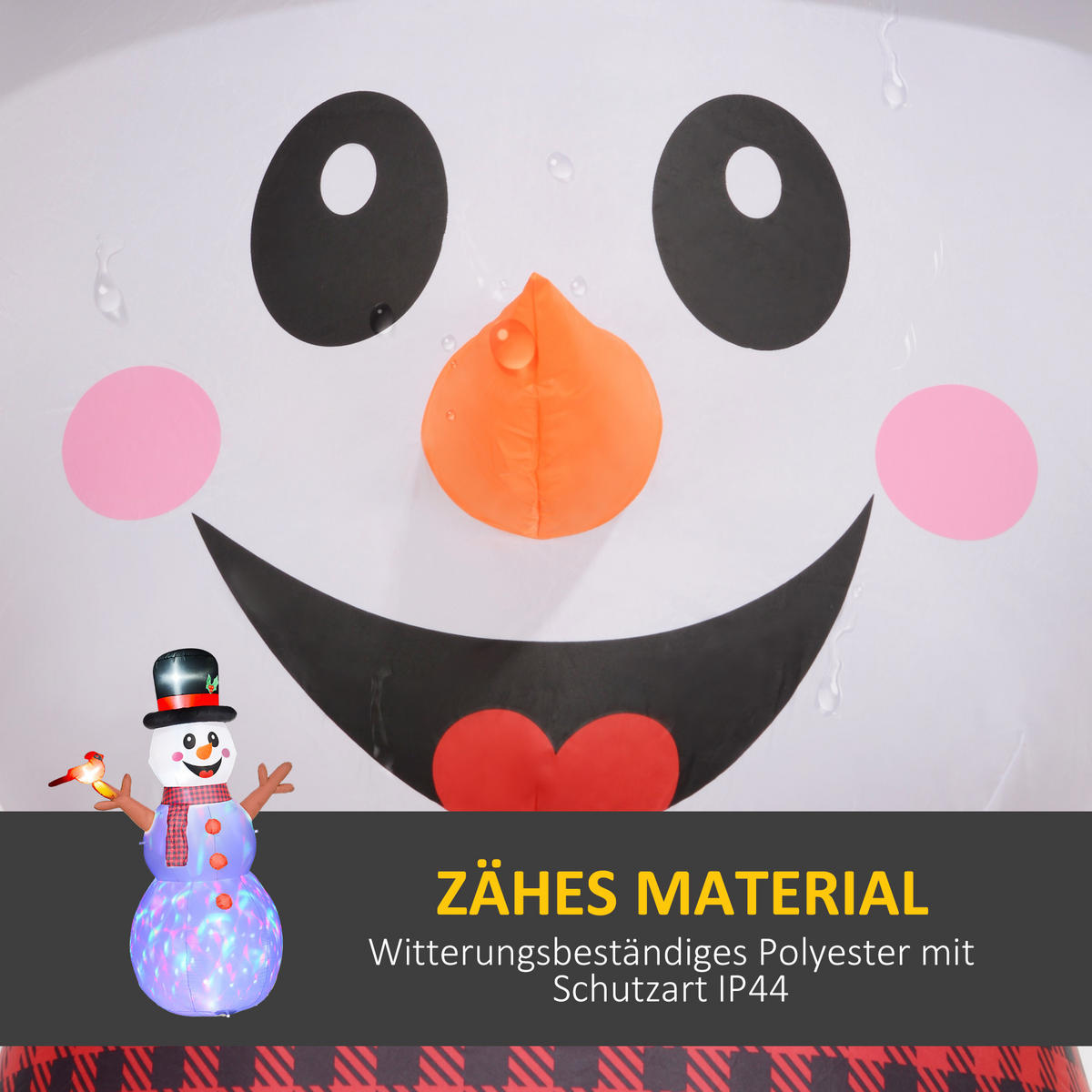 WEIHNACHTSDEKO Schneemann, 240 cm, , mit LEDs - Weiß, Kunststoff (100/240/165cm) - Outsunny