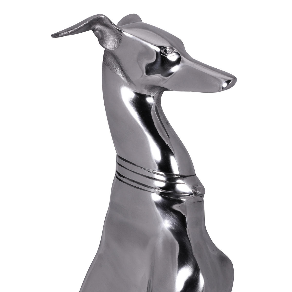 DEKOFIGUR Windhund Aluminium 18x70 cm handgefertigt - Silberfarben, Metall (18/70/25cm) - KADIMA DESIGN