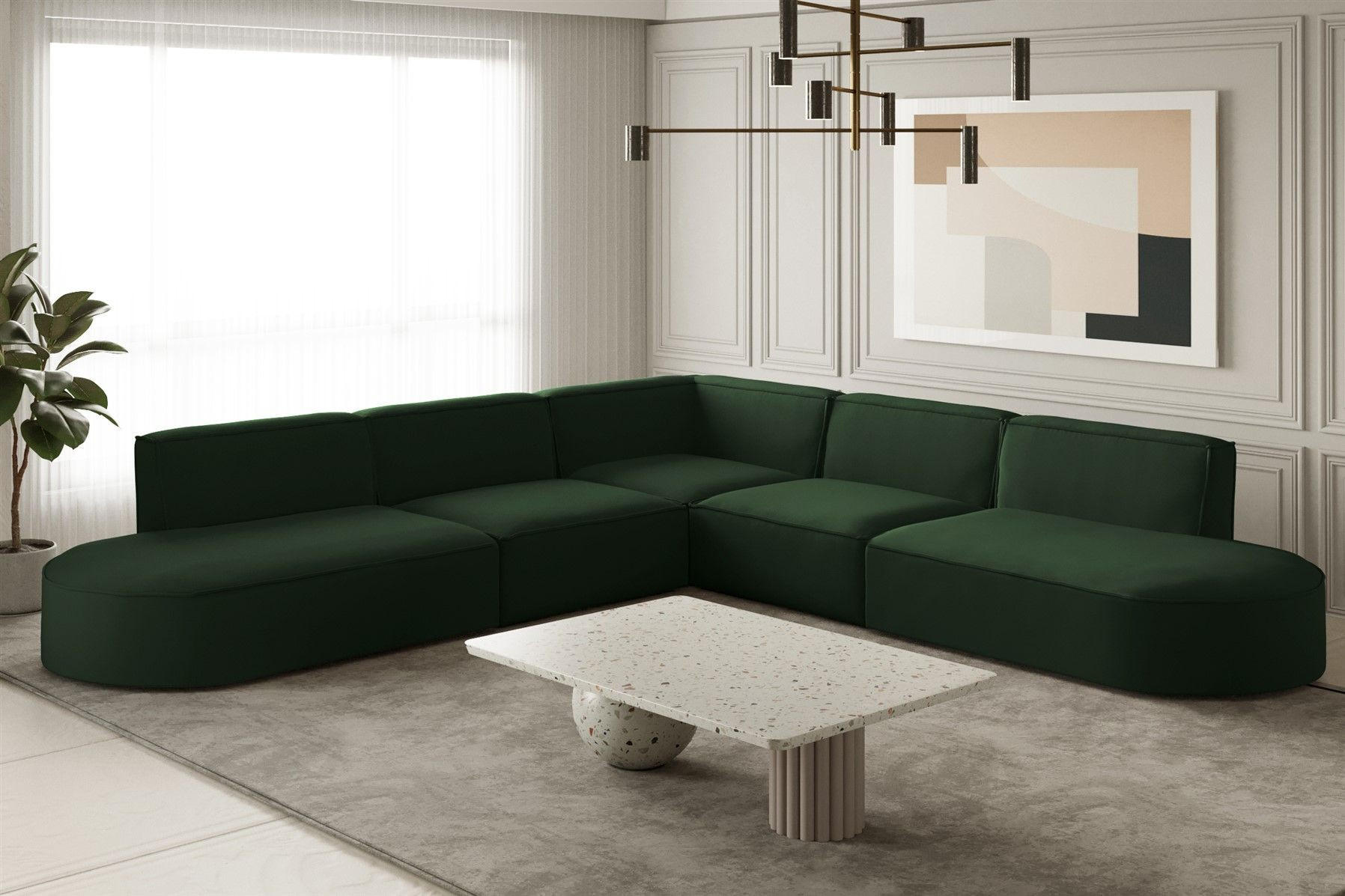 ECKSOFA Universal Palma Opera Velvet - Grün, Holzwerkstoff/Textil (276/276cm) - Fun Möbel