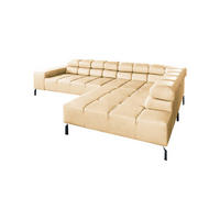 ECKSOFA NELSON Beige Leder - Beige/Schwarz, Leder/Metall (321/216cm) - KAWOLA