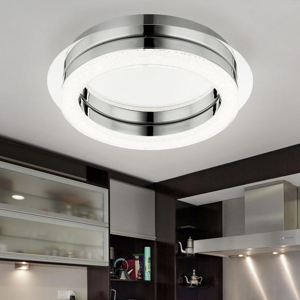 LED DECKENLEUCHTE Acryl Kristall Silber 2er Set - Silberfarben, Metall (28/28/6.7cm) - Globo Lighting