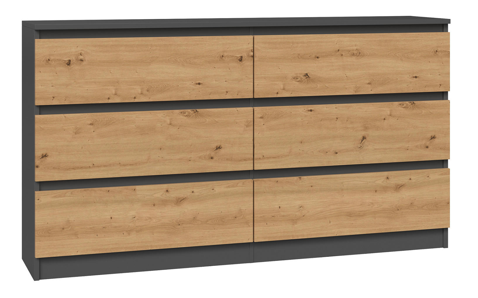 KOMMODE MALWA M6 140 - ANTHRAZIT / EICHE ARTISAN - Anthrazit/Eiche Artisan, Holzwerkstoff (138/75/40cm) - CDF
