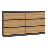 KOMMODE MALWA M6 140 - ANTHRAZIT / EICHE ARTISAN - Anthrazit/Eiche Artisan, Holzwerkstoff (138/75/40cm) - CDF