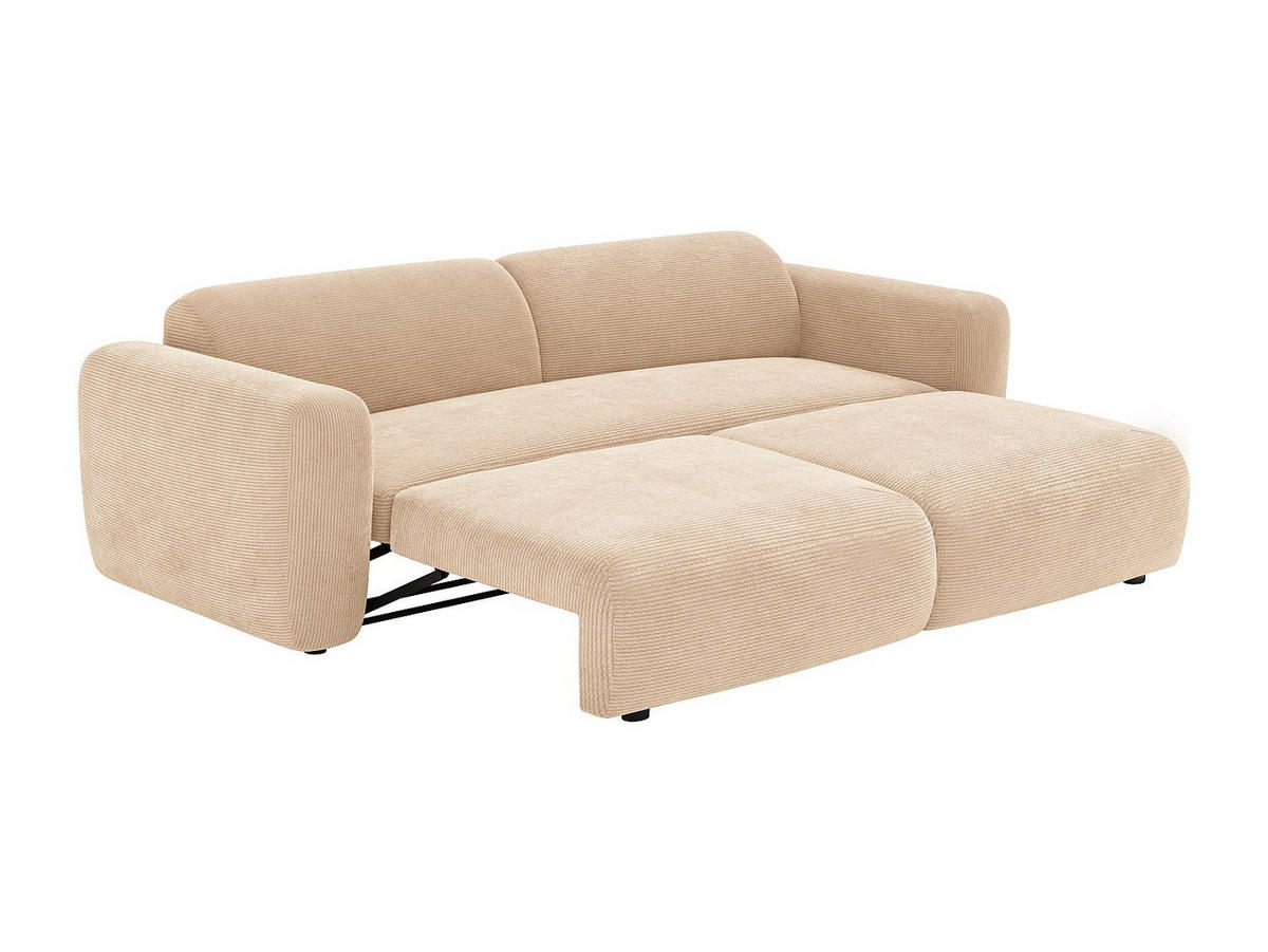 SCHLAFSOFA - 4 Personen - samt - beige Pogni - Beige, Textil (240/73/97cm) - Vente-Unique