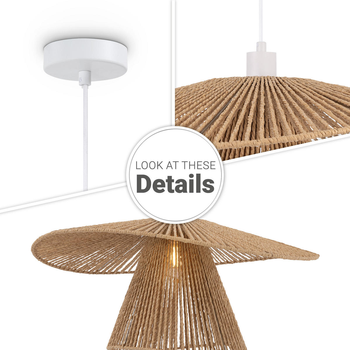 PENDELLEUCHTE Hugo - Weiß, Metall (63/63/35cm) - Paco Home