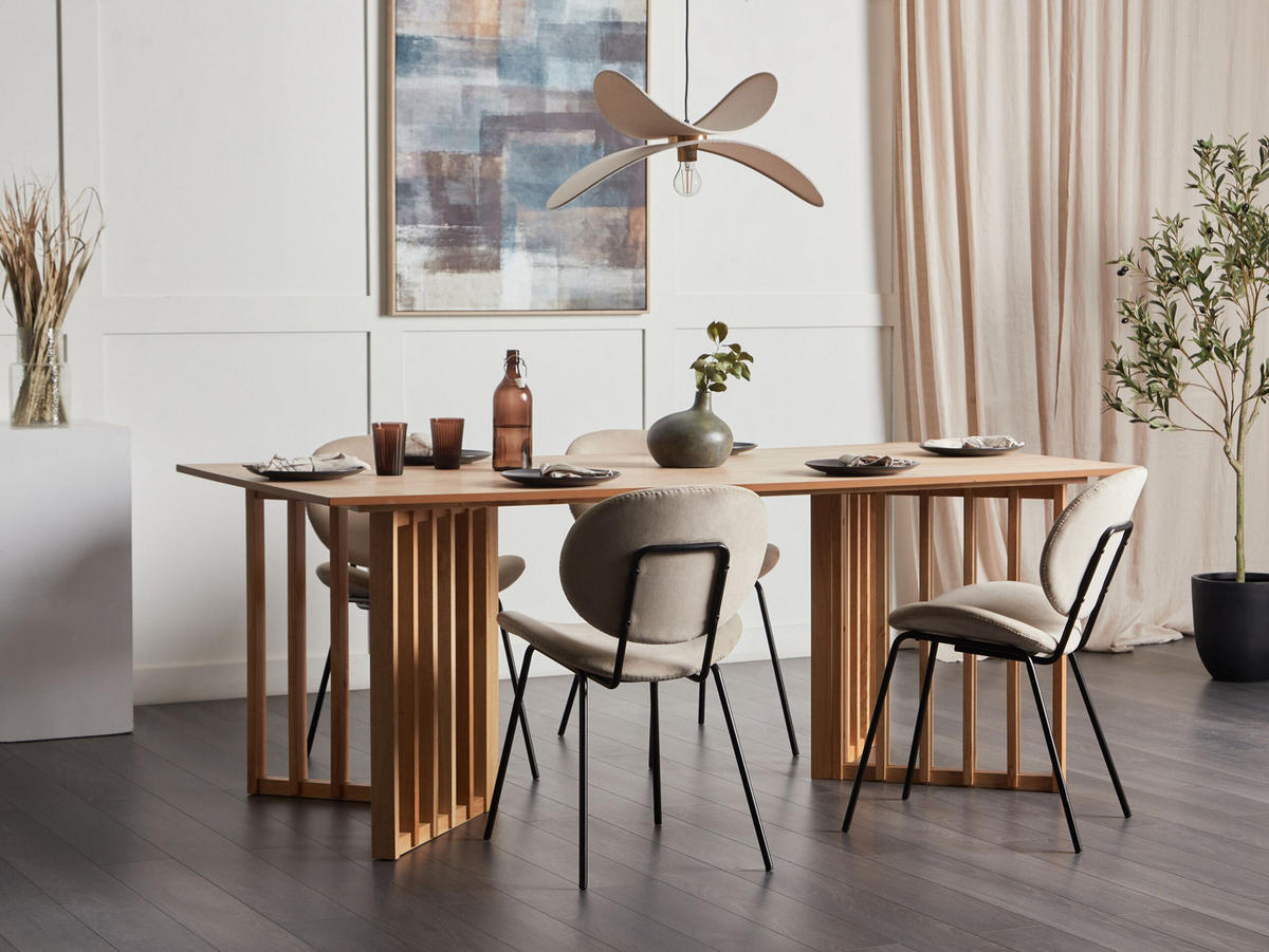 ESSTISCH Holz hellbraun 200/100 cm Leandra - Hellbraun, Holzwerkstoff (200/100/77cm) - Beliani