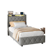 POLSTERBETT 90/200 cm Grau mit Schubladen und USB-Anschlüssen - Grau, Holz (90/200cm) - SHOPENTRA