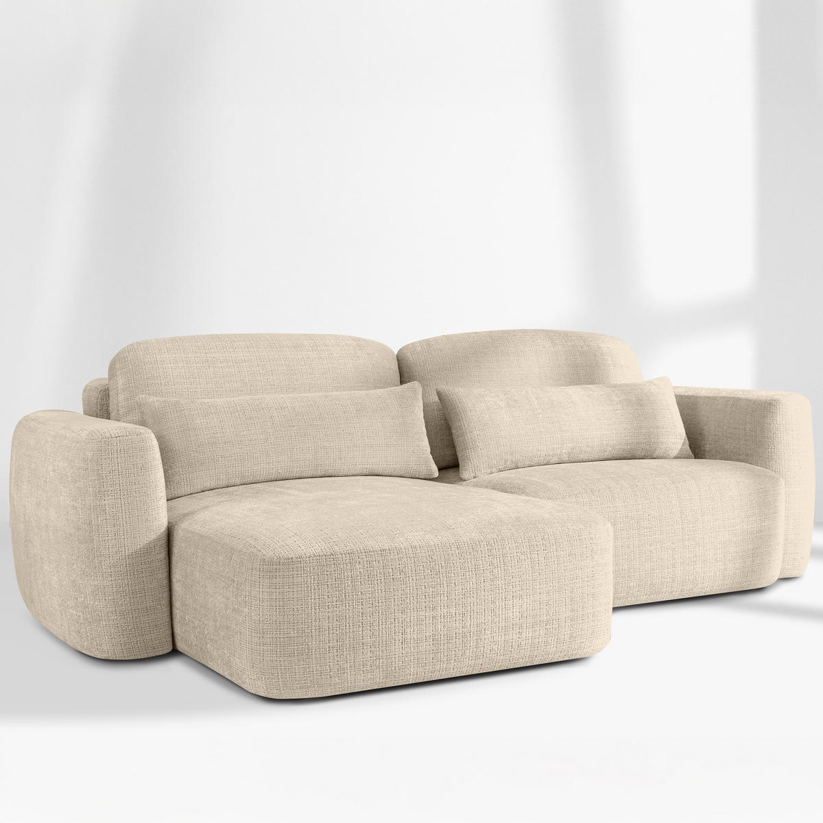 SITZGARNITUR ELOSA - Creme, Holz/Textil (245/85/165cm) - KONSIMO®