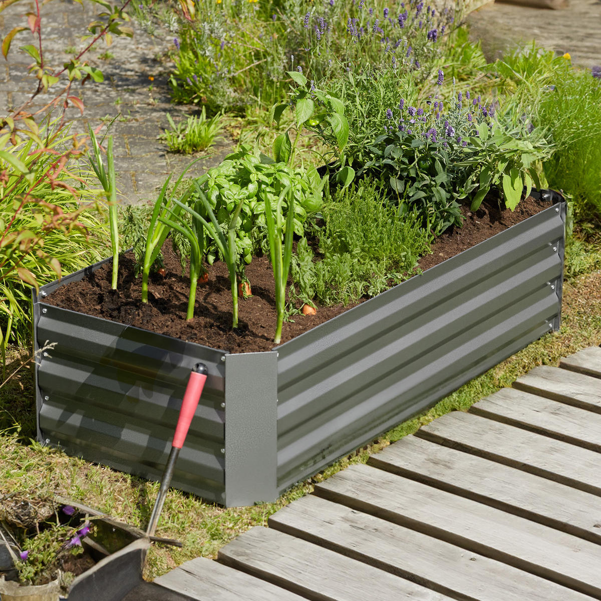 HOCHBEET Pimpinella,120 x 60 x 30 cm,grau - Grau, Metall (60/30/120cm) - tectake