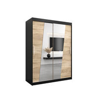 SCHWEBETÜRENSCHRANK 200/150/62 2-türig - Silberfarben/Schwarz, Holz/Kunststoff (150/200/62cm) - Abiks Möbel