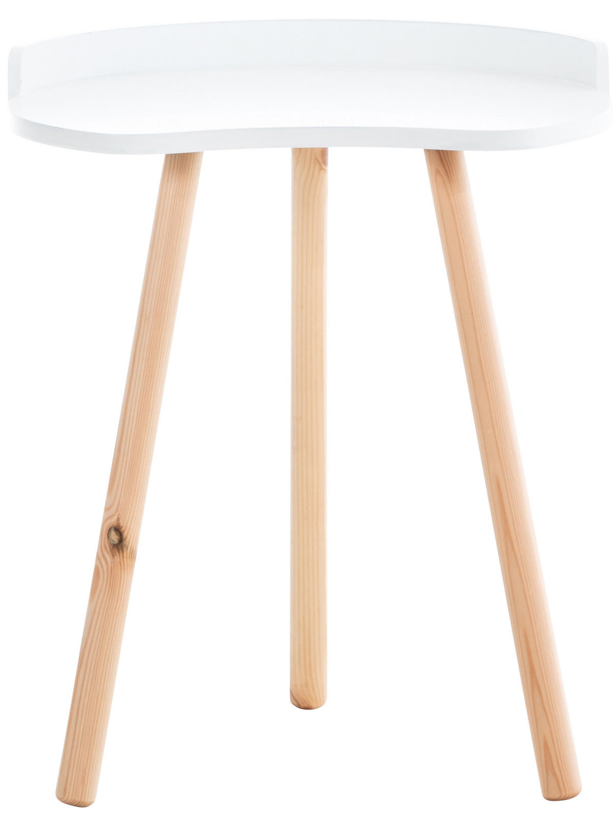 BEISTELLTISCH rund Holz weiß - Eukalyptusholzfarben/Weiß, Holz (45/45/54cm) - CLP