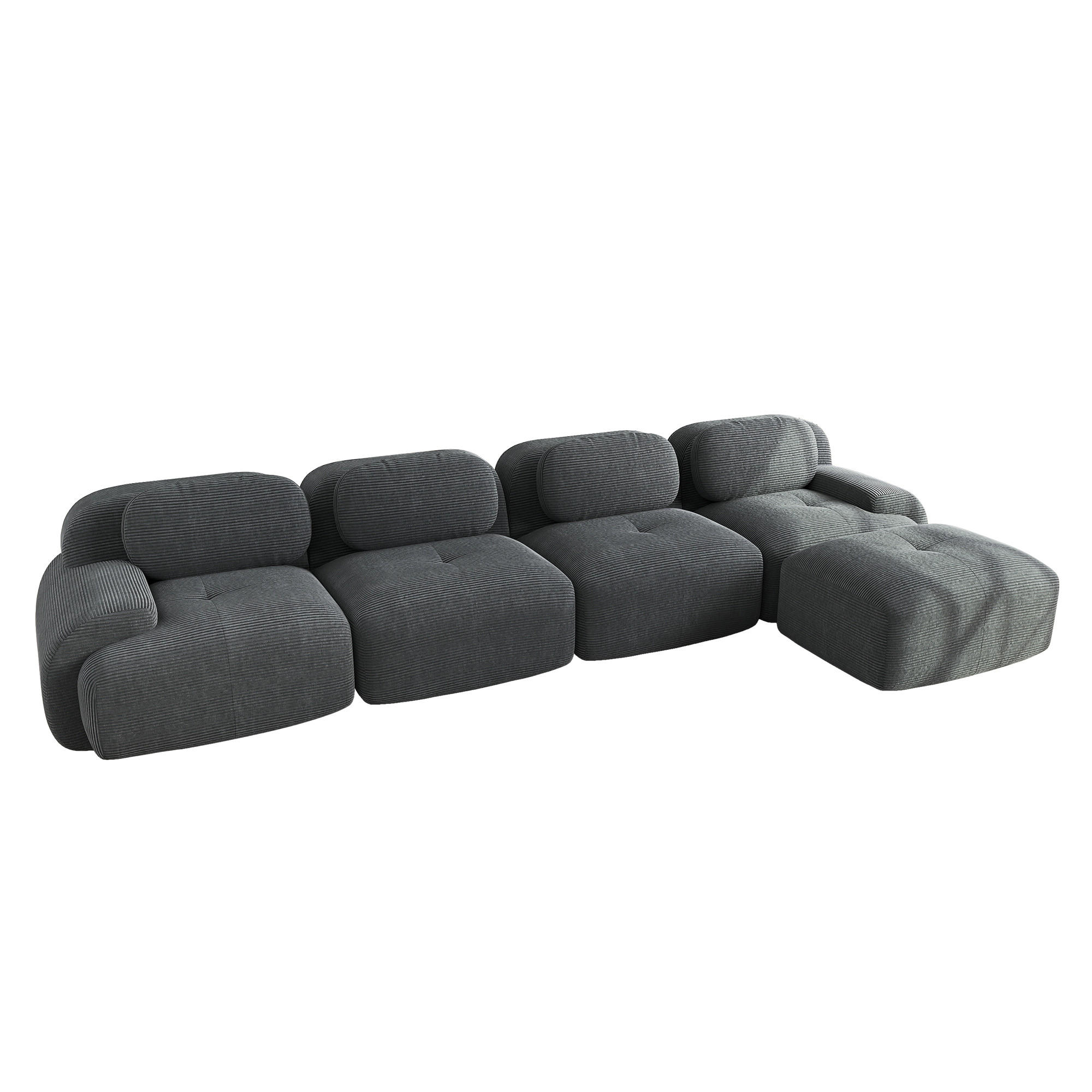 ECKSOFA Cord Grau montagefrei - Grau, Textil (388/103cm) - WISHDOR