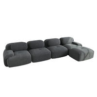 ECKSOFA Cord Grau montagefrei - Grau, Textil (388/103cm) - WISHDOR