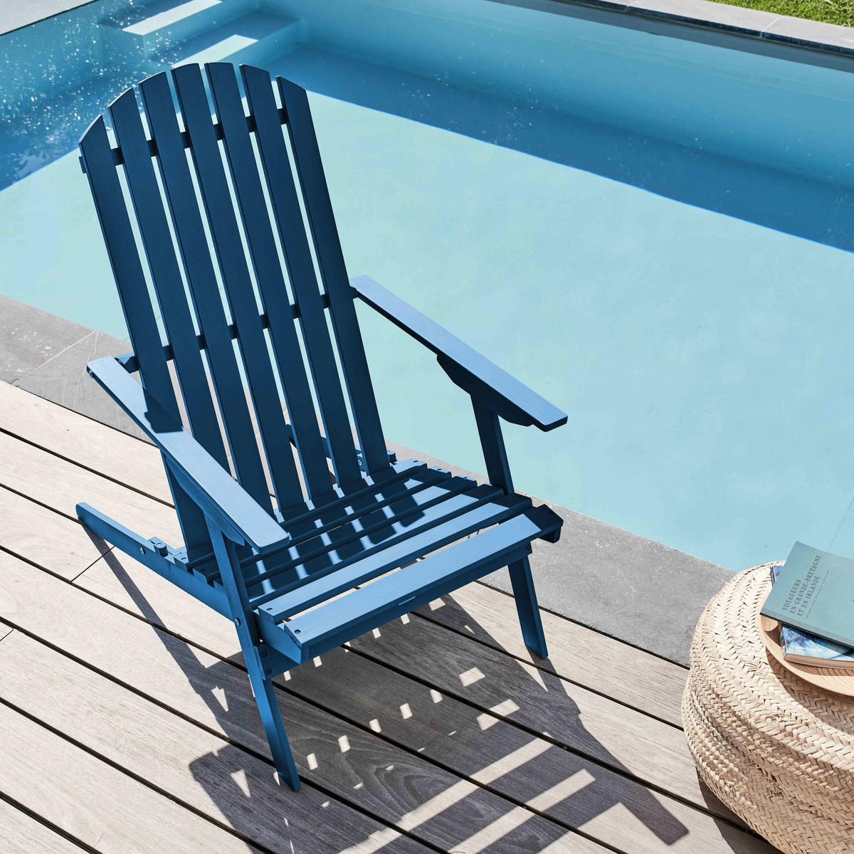 RELAXSESSEL, Pazifikblau - Blau, Holz (84/95/59cm) - Oviala