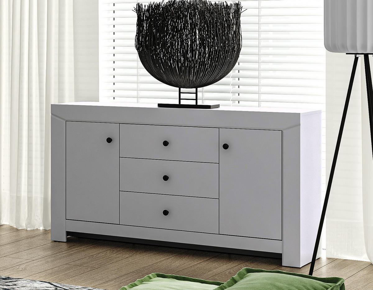 SIDEBOARD Terni silbergrau 153 / 42 / 85cm - Silberfarben/Grau, Holz/Holzwerkstoff (153/85/42cm) - Feldmann-Wohnen