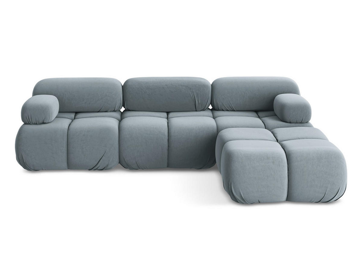 ECKSOFA Beidseitig Samt Stoff Blau - Blau/Schwarz, Kunststoff/Textil (285/191cm) - Makamii