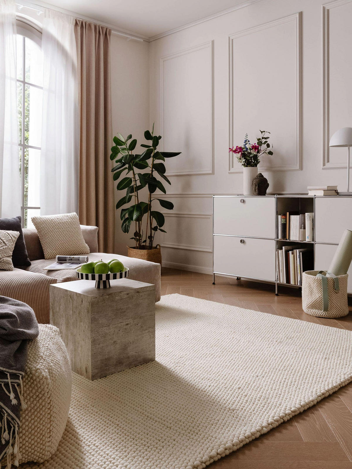 WOLLTEPPICH Beads Cream 120x170 cm - Creme, Textil (120/170cm) - benuta Pure