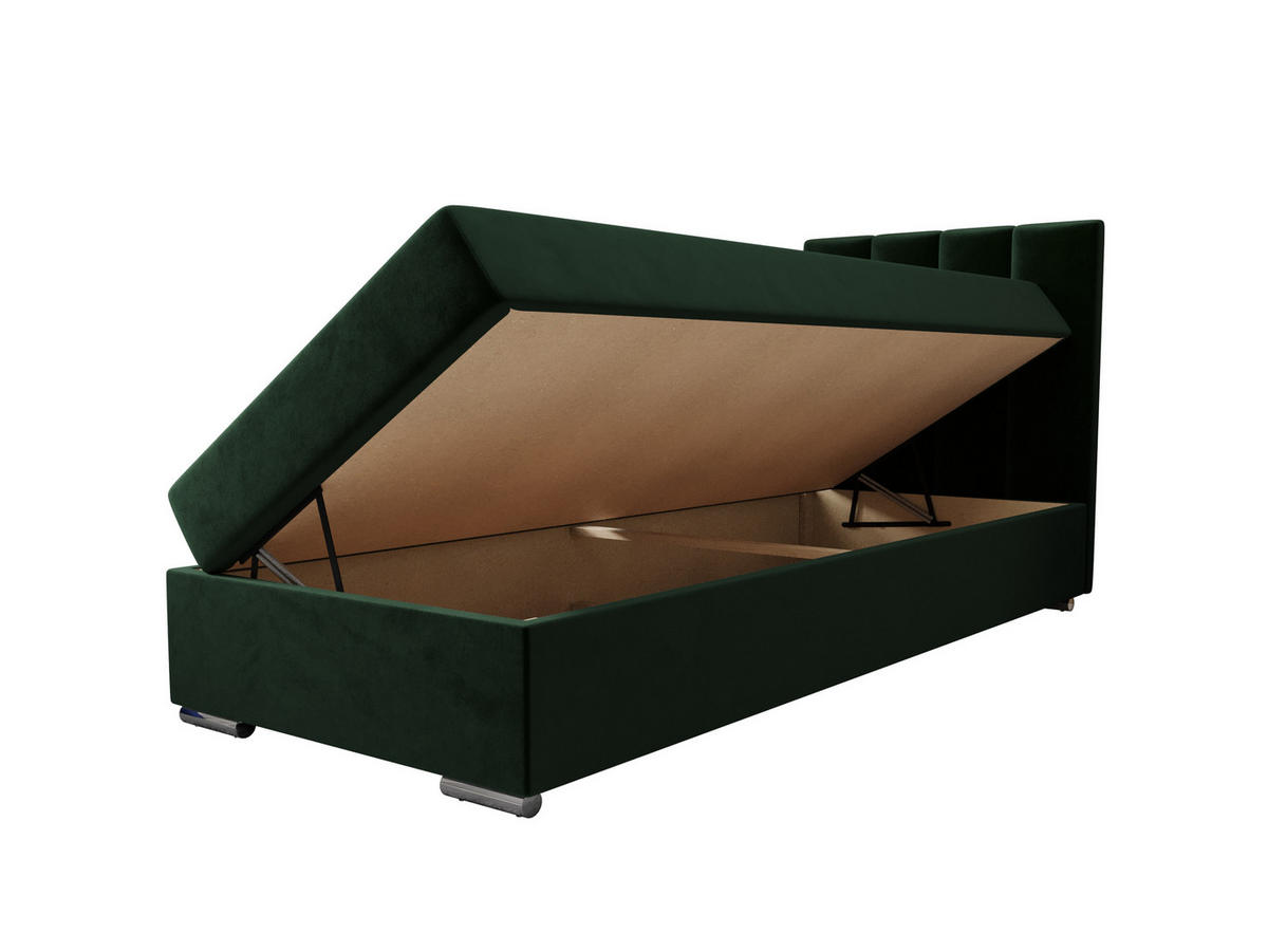 BOXBETT ZILANO 2 mit Matratze H3 und Topper 90x200 Itaka 10 - Grün, Holz/Textil (90/200cm) - Bedante