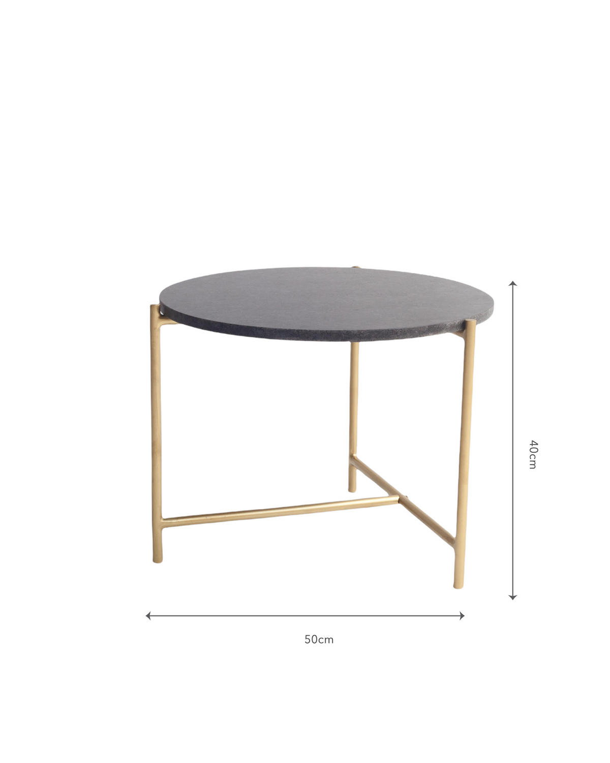 METALLIC-TISCH Caus Marmor und schwarzem Eisen MORGAN - Schwarz, Stein (50/50cm) - RNT By Really Nice Things