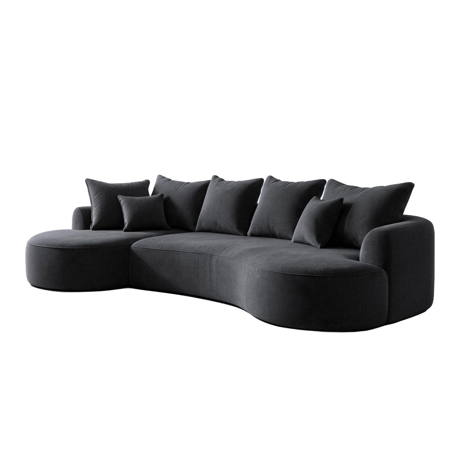 SOFA Tirano Samt Dunkelgrau mit Ottomane links - Dunkelgrau, Textil (102/300cm) - Juskys