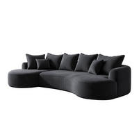 SOFA Tirano Samt Dunkelgrau mit Ottomane links - Dunkelgrau, Textil (102/300cm) - Juskys