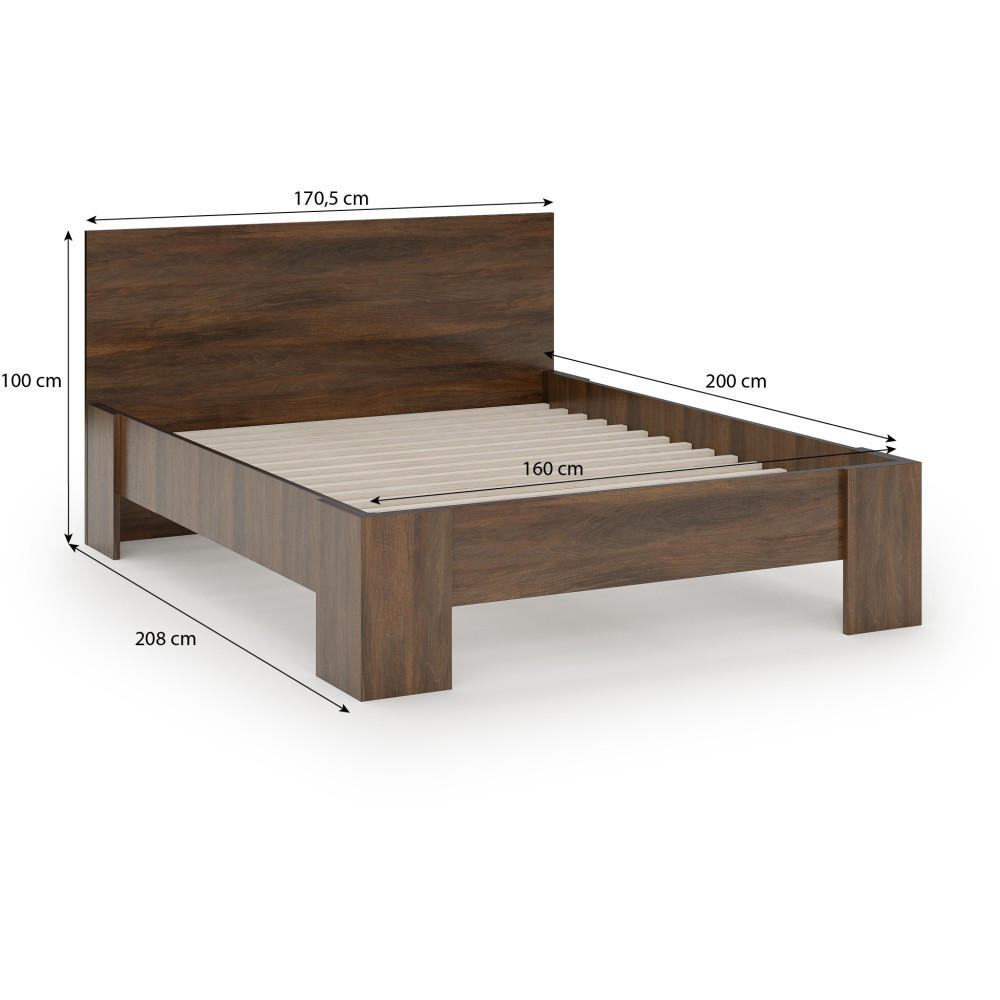 BETT Felia ohne Matratze, 160x200 cm - Walnussfarben/Schwarz, Holzwerkstoff (160/200cm) - Beautysofa