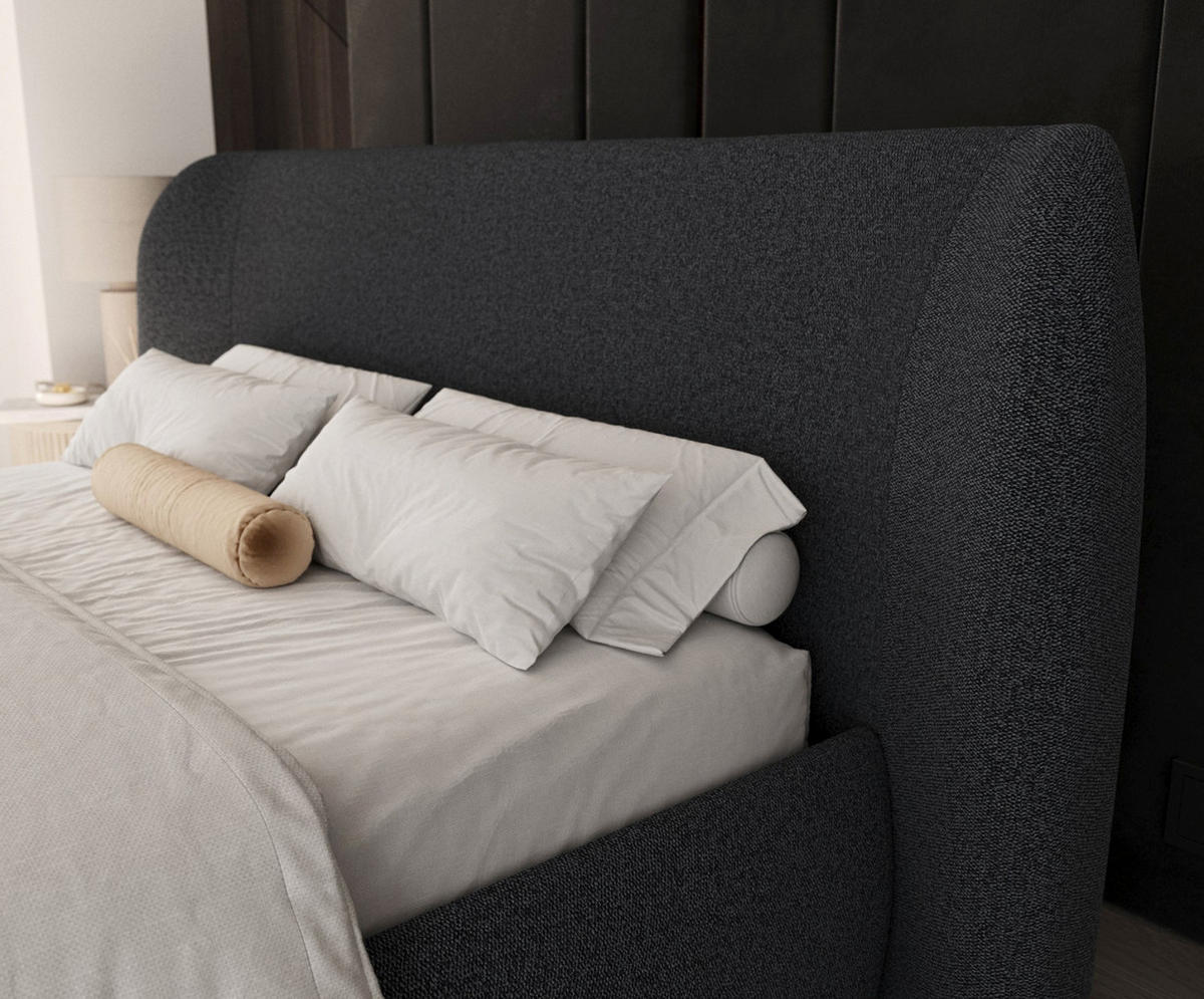 POLSTERBETT Bellano mit Stauraum 200/200 cm Anthrazit im Riva Stoff - Anthrazit/Schwarz, Holz/Holzwerkstoff (200/200cm) - AltaBeds