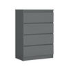 KOMMODE mit 4 Schubladen, Anthrazit, A: 70 x 101 x 39 cm - Anthrazit, Holzwerkstoff (70/101/39cm) - 3XE LIVING