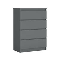 KOMMODE mit 4 Schubladen, Anthrazit, A: 70 x 101 x 39 cm - Anthrazit, Holzwerkstoff (70/101/39cm) - 3XE LIVING