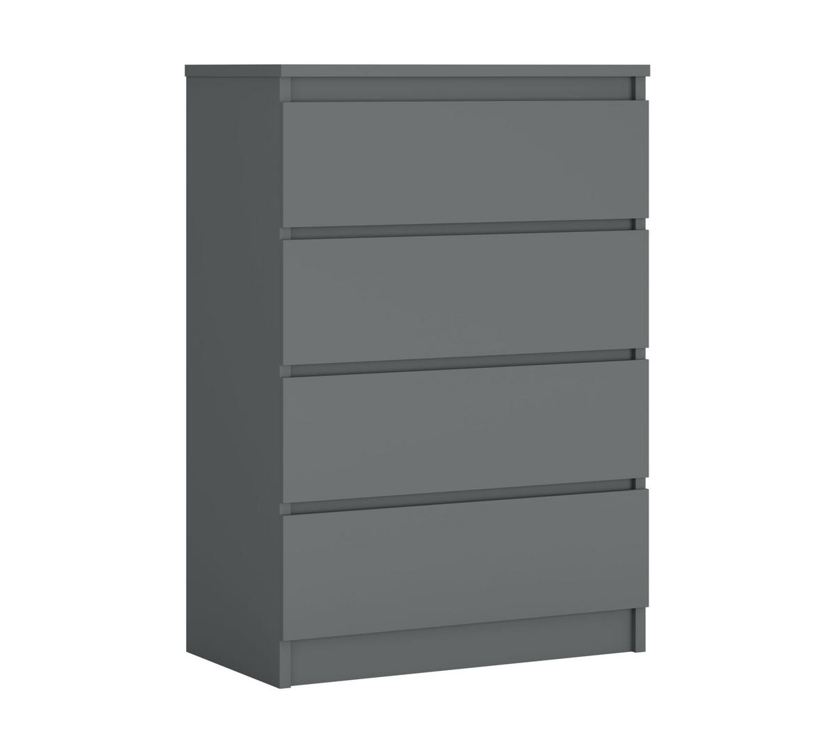 KOMMODE mit 4 Schubladen, Anthrazit, A: 70 x 101 x 39 cm - Anthrazit, Holzwerkstoff (70/101/39cm) - 3XE LIVING