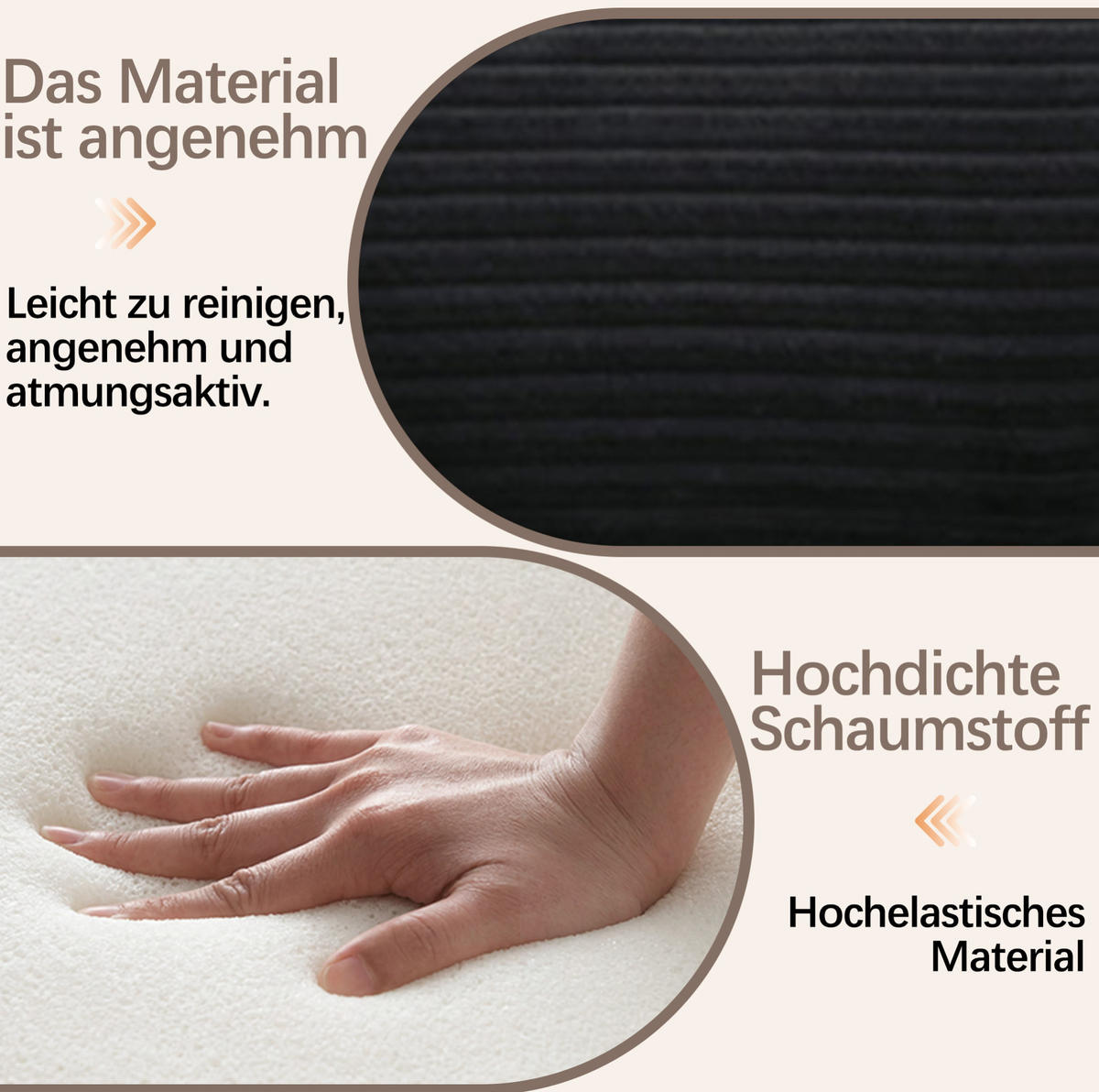 SOFA mit Ausklappfunktion und Seitentaschen Black Corduroy - Schwarz, Kunststoff (140/67/85cm) - Meubliv