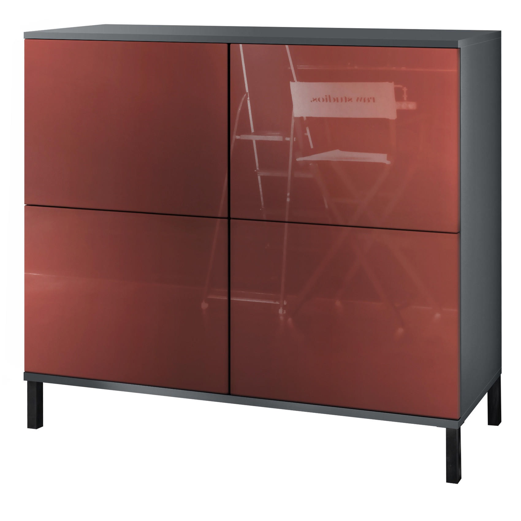KOMMODE Rova Bordeaux Hochglanz - Bordeaux, Holzwerkstoff (92.5/83.5/35cm) - Vladon