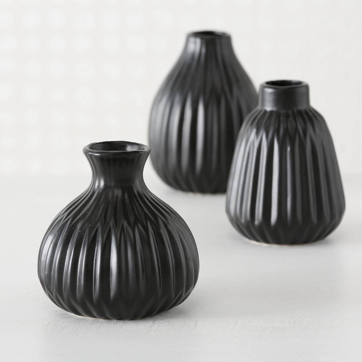 KERAMIKVASE Esko 9/9/12 cm - Schwarz, Keramik (12cm) - Boltze Home