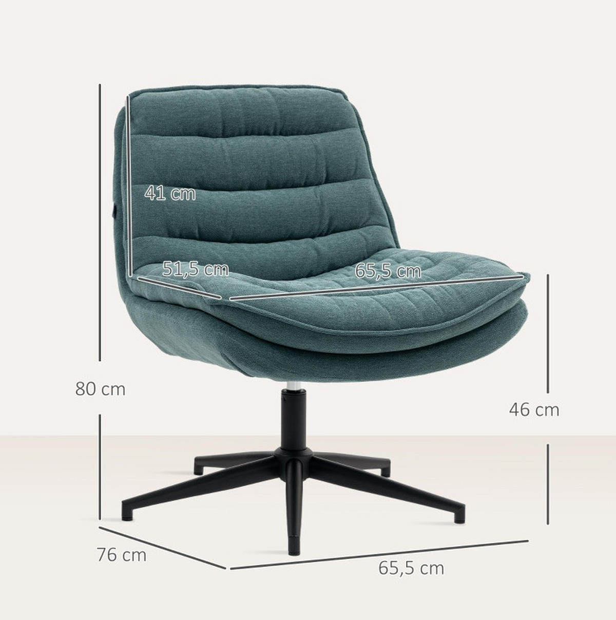 DREHSTUHL 76/65,5/80 cm dunkelgrün aus Polyester drehbar - Dunkelgrün, Kunststoff (65.5/80/76cm) - OKWISH