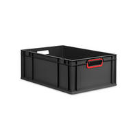 EUROBOX NextGen Color 22x40x60 cm 44 Liter Griffe rot offen, Schwarz - Rot/Schwarz, Kunststoff (40/22/60cm) - PROREGAL