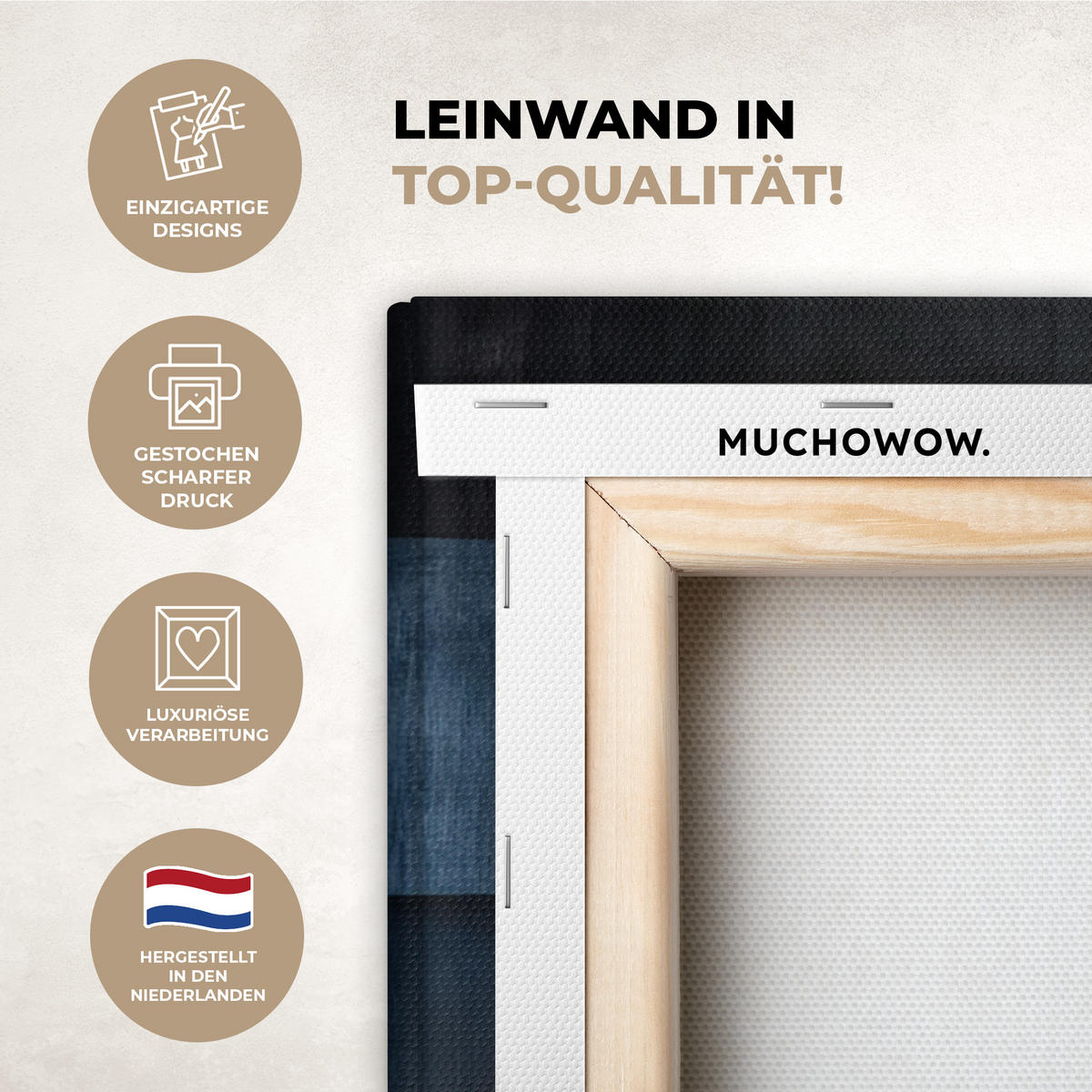 LEINWANDBILD Abstrakt - Formen - Dunkelblau 40x30 cm - Cognac, Textil (40/30cm) - MuchoWow