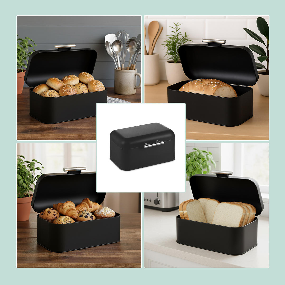 BROTKASTEN - Schwarz, Textil/Metall (30/15.5/21cm) - Relaxdays