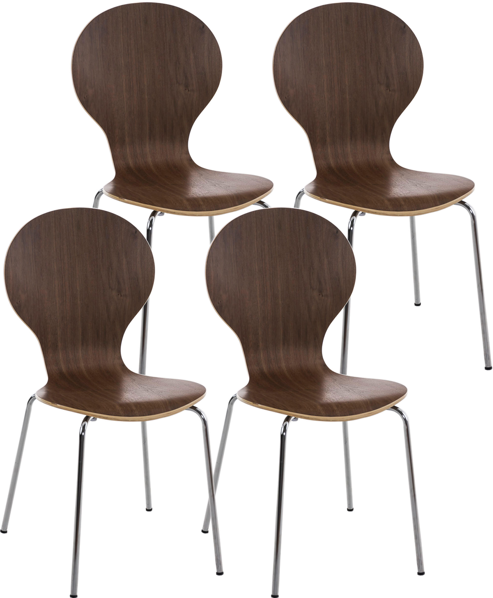 BESUCHERSTUHL 4er Set Holz walnuss - Walnussfarben, Holz/Metall (43/86/45cm) - CLP