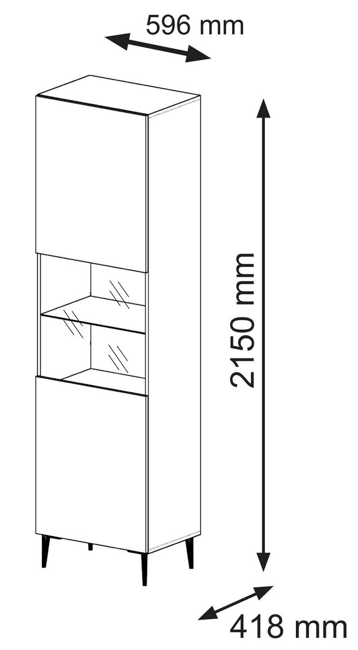 VITRINENSCHRANK WEIß - Goldfarben/Weiß, Holzwerkstoff (60/215/42cm) - FURNLUX