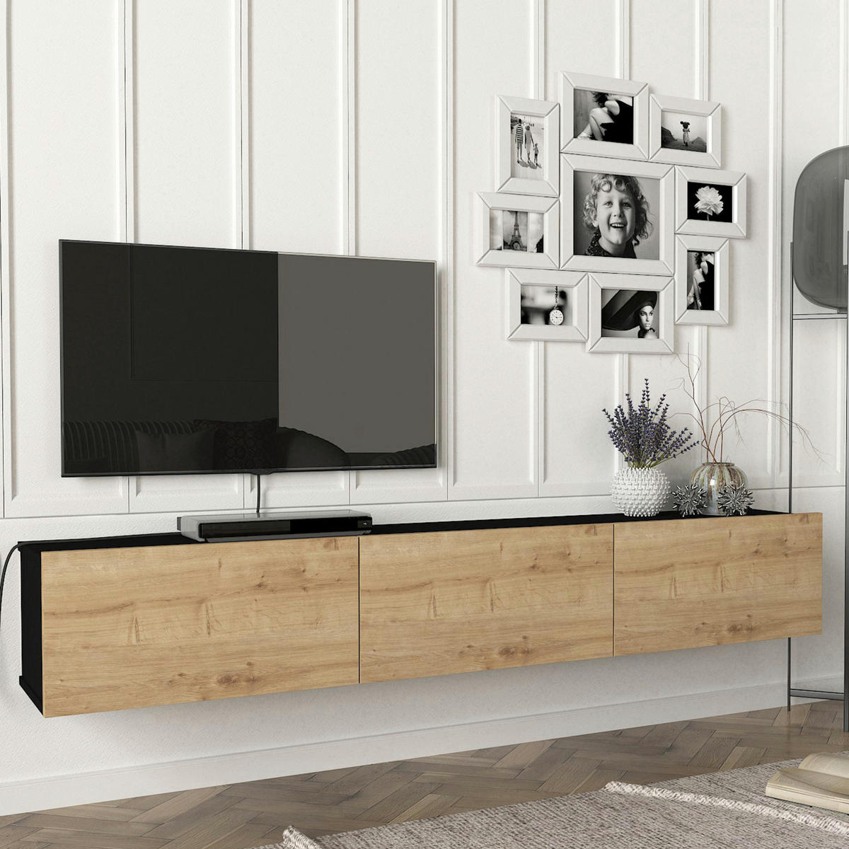 TV-ELEMENT Vihti - Naturfarben, Holzwerkstoff (180/29.5/31cm) - [en.casa]
