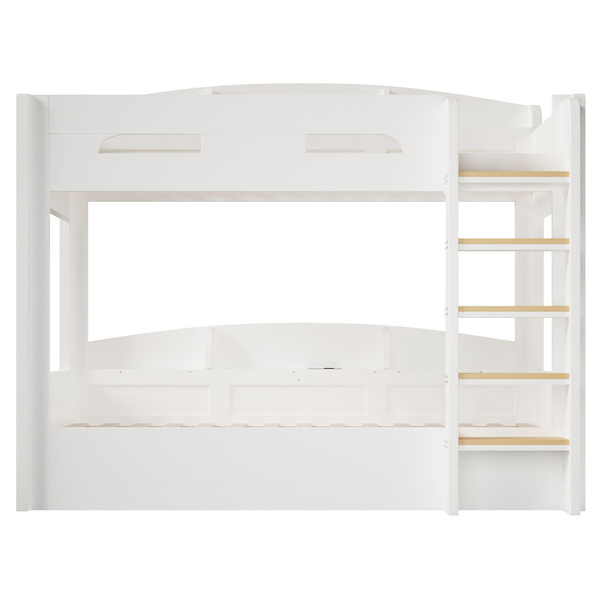 HOCHBETT weiß 90 × 200 cm aus MDF‑Kiefernholz mit Unterbett, USB‑Steckdose und oberen‑unteren Ablagefächern - Weiß, Holzwerkstoff (90/200cm) - Luhomfu