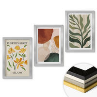 WANDBILDER 3er Set - 20x30 cm Silberner Rahmen - Florale abstrakte Formen - Silberfarben, Kunststoff (20/30cm) - ArtPrintCave