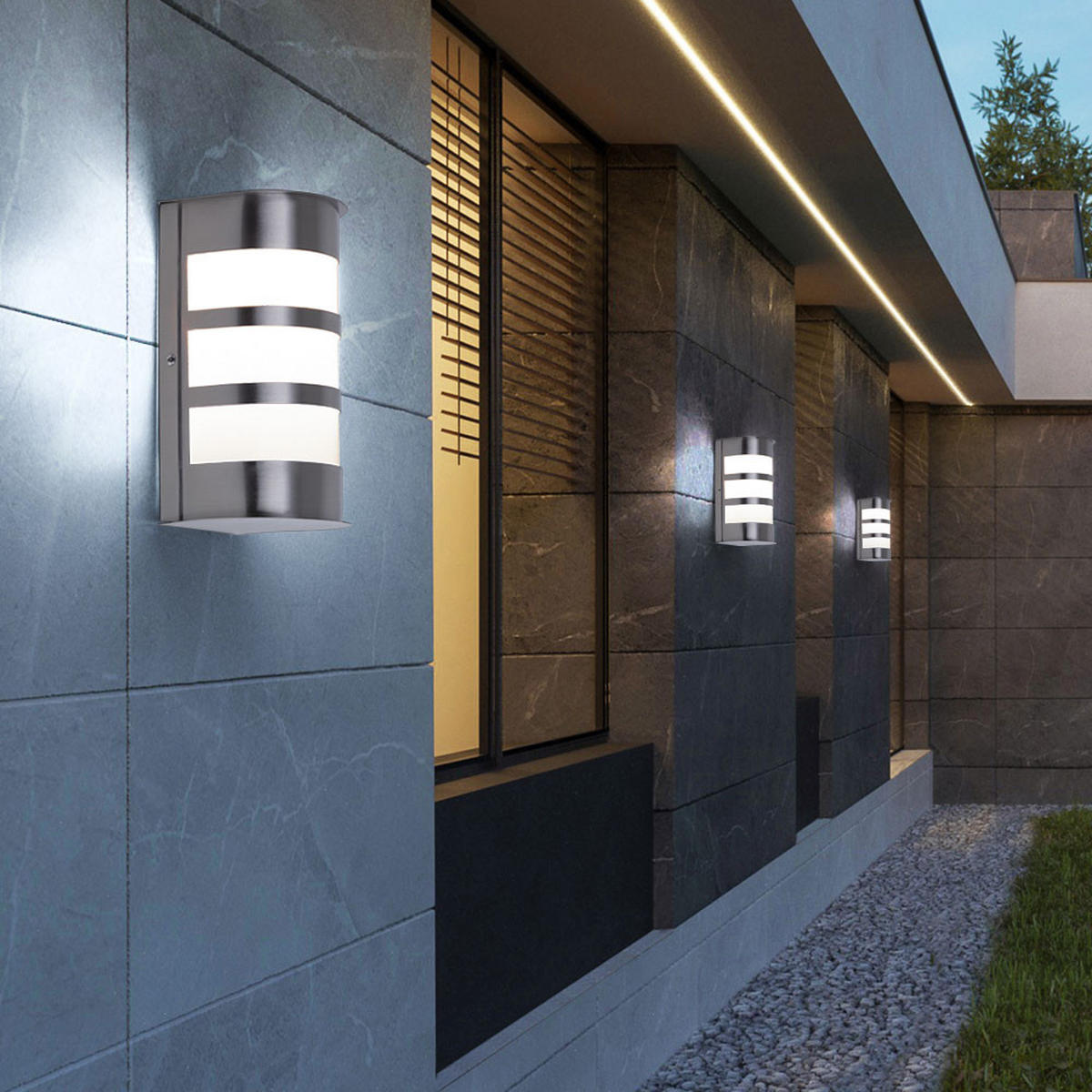 LED AUSSEN-WANDLEUCHTE Edelstahl Silber - Silberfarben, Kunststoff/Metall (13/23/12cm)