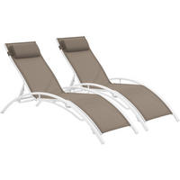 SONNENLIEGE Beauty 2er-Set Taupe - Taupe, Textil/Metall (181/93/58cm) - Habitat Garten